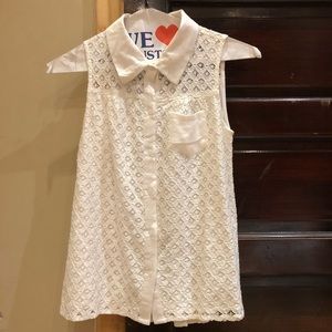 Girls all white floral designed top